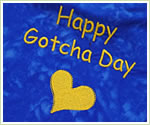 Embroidered Happy Gotcha Day Blue
