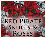 KocoKookie Halloween Bandanas - Red Pirate Skulls  Roses