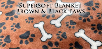 KocoKookie Super Soft Brown, Black Paws and White Bones Blanket