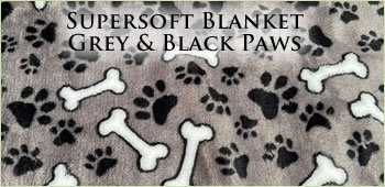 KocoKookie Super Soft Grey, Black Paws and White Bones Blanket