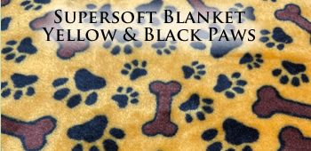 KocoKookie Super Soft Yellow, Black Paws and Brown Bones Blanket