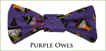 KocoKookie Bow Tie - Halloween Purple Owls